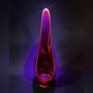 VTG Glowing 1960s Viking Swung Glass Taperglow Candle Holder MCM Orange 14.5”T